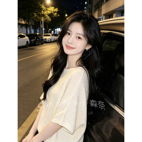 美拉德风宽松半袖针织T恤女