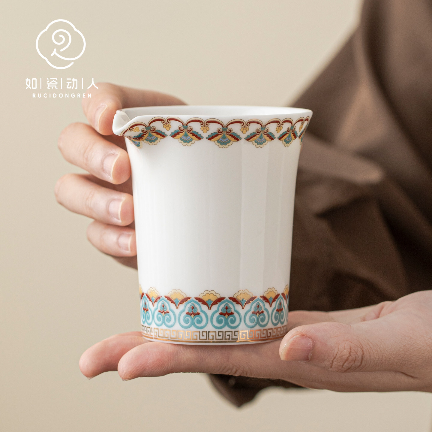 如瓷动人敦煌羊脂玉白瓷公道杯2025新款高档茶海用品大全茶具配件