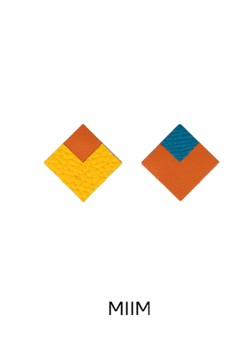 MIIMX Pixel garden小众设计夸张艺术气质手工牛皮耳钉纯银耳钉