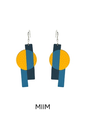 MIIMX晴空晚照小众设计夸张艺术气质手工牛皮耳环纯银耳饰复古