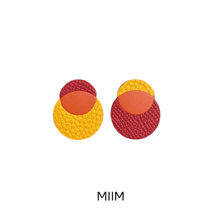 MIIMX原色小众设计夸张艺术气质手工牛皮耳钉复古