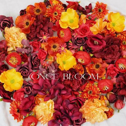 红色系仿真花头假花绢花diy手工