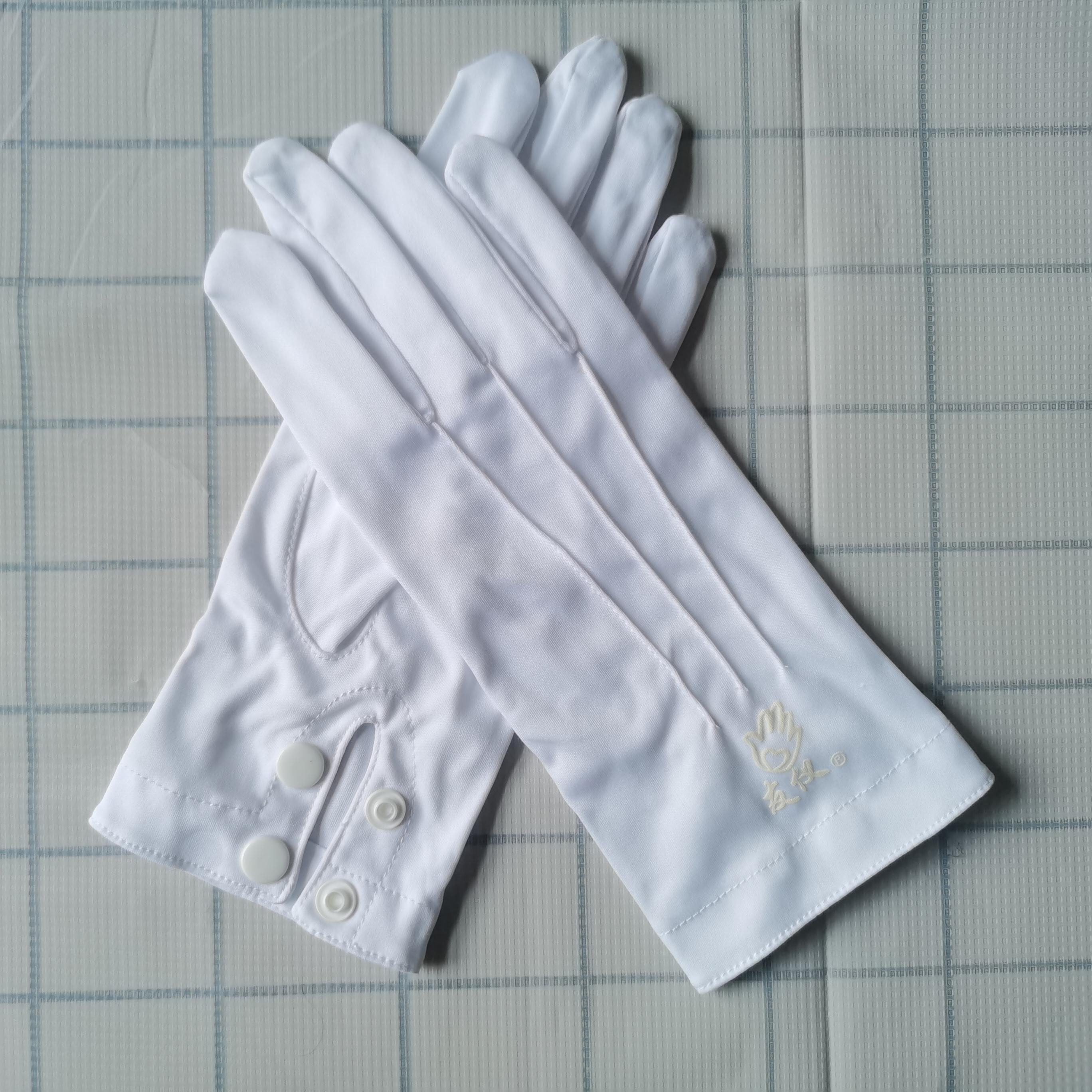 双扣白标友谊双扣高级礼仪白手套