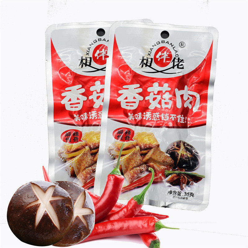 相伴佬香菇肉即食鸡肉零食35g 麻辣味拌饭蔬菜干辣条真空休闲小吃