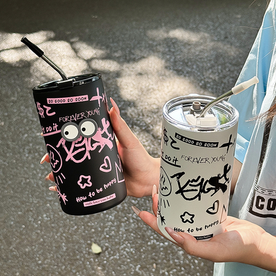 潮酷涂鸦保冷不锈钢咖啡杯