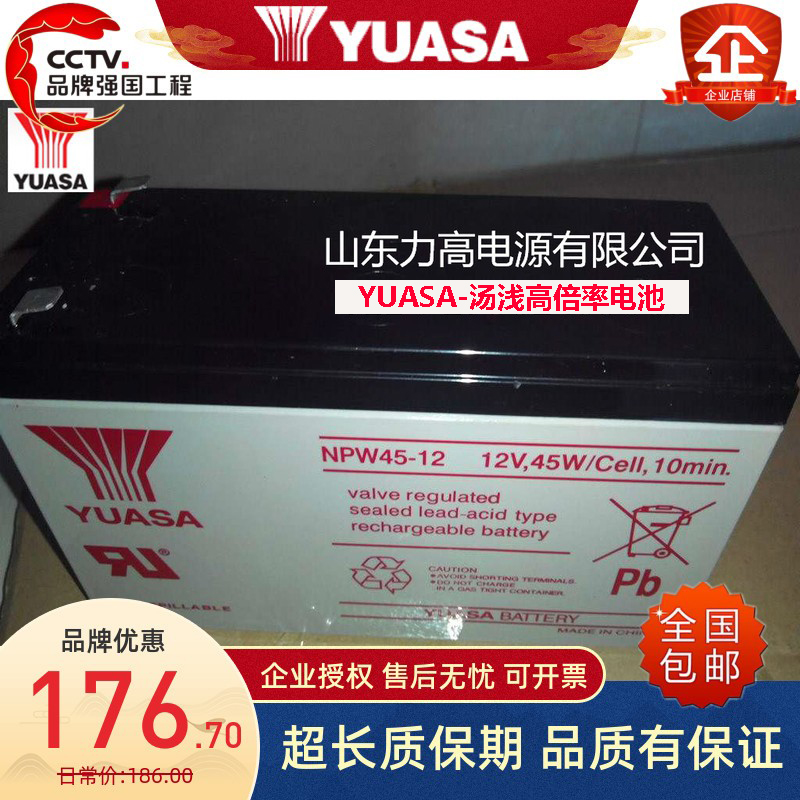 汤浅YUASA蓄电池NPW45-12/12V45W/9AH船舶照明电子设备铅酸蓄电池