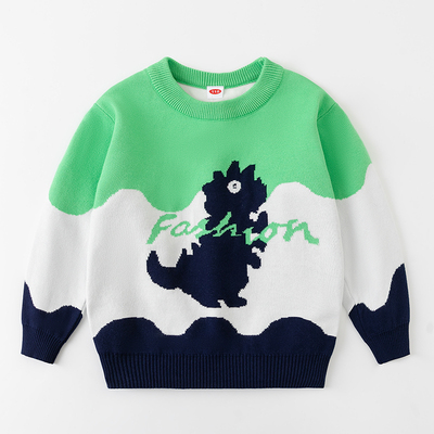 拼色男童毛衣针织双层秋冬装卡通