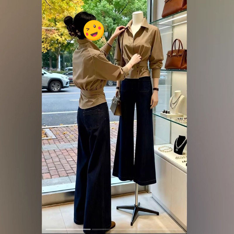声雨竹美式别致显气质套装女2026年设计感别致小众polo领衬衫高腰
