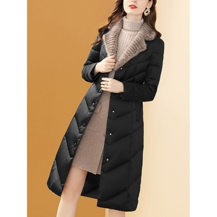 声雨竹时尚轻薄羽绒棉服女中长款大码冬装高级感修身外套高端气质