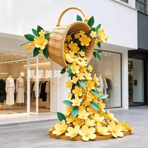 大型仿真桂花花篮吸睛商业美陈