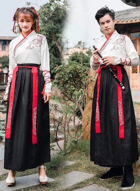 交领侠客中国风齐腰班服改良汉服