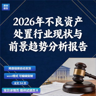 2026年不良资产处置行业现状与前景趋势分析报告