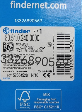 意大利Finder时间继电器80.51.0.240.0000全新80.51原装进口正品