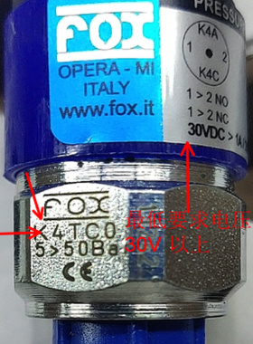 K4TC01 FOX原装意大利压力开关K4TCF1 K4VC K4ZC K4RAF1 K4RAF2