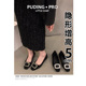 女2025春秋季 新款 粗跟高跟鞋 RV方扣内增高单鞋 小个子芭蕾舞豆豆鞋