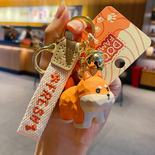 【2件9折】木雕风柴犬钥匙扣挂件