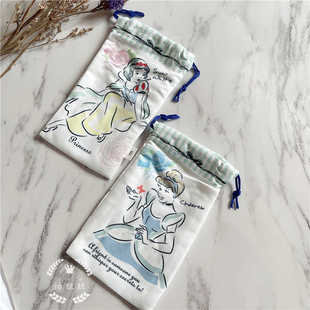 日单可爱公主鹿皮绒迷你小号美容仪首饰收纳袋抽绳束口化妆袋随身