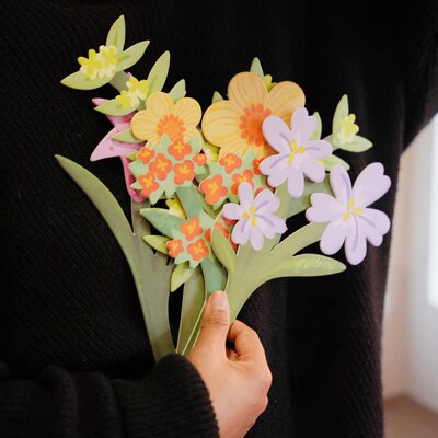 黑门手绘花束香氛片纸花摆件