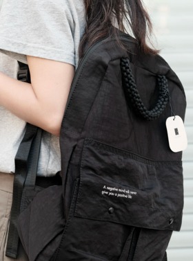 Heymen黑门 要积极呀 极简设计大容量男女学生书包电脑包双肩包