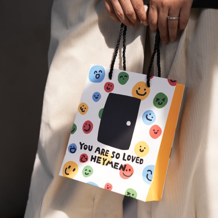 Heymen黑门手绘笑脸中号礼物袋