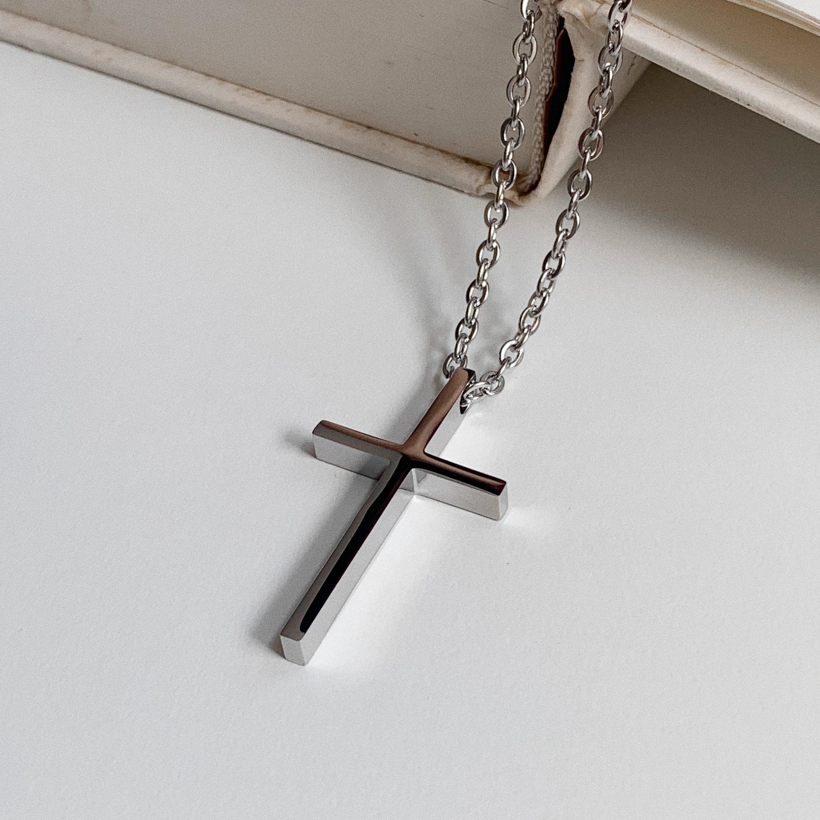 Heymen黑门十字架钛钢项链