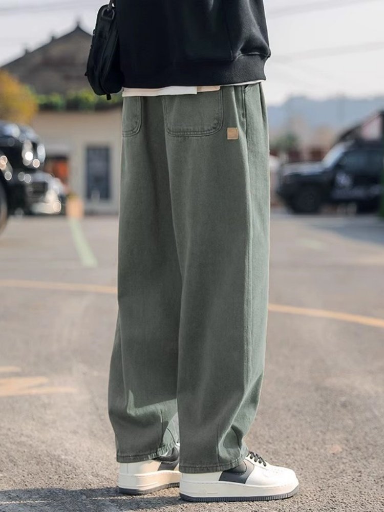 潮牌新款裤子男秋季薄款宽松百搭阔腿直筒裤美式高街工装休闲长裤