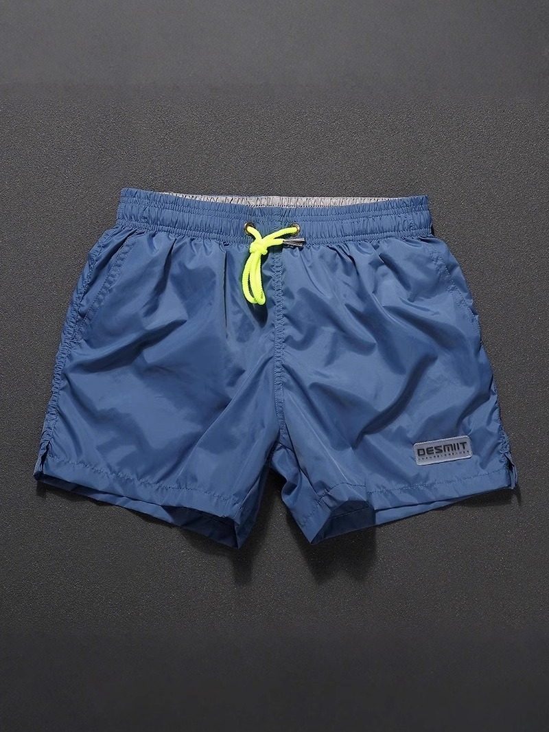 潮牌薄款速干休闲沙滩裤男亮黄色跑步健身运动短裤男士度假游泳裤