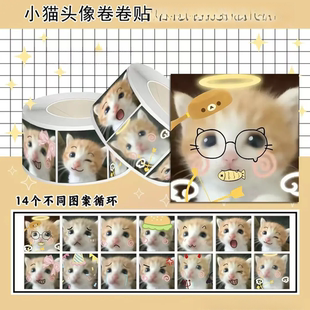 死对头小猫表情包卷卷贴萌宠治愈搞笑趣味贴纸diy笔记本
