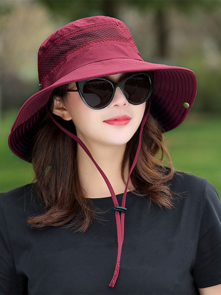 帽子女夏季透气网孔太阳帽女款时尚帽子可折叠户外旅游度假帽时髦