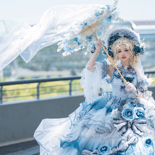 六芒星lolita花嫁伞羽毛花飘纱