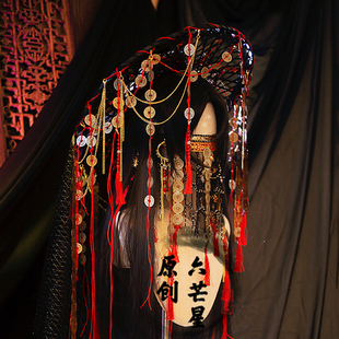 道诡异仙坐忘道李火旺cos红线铜钱黑斗笠六芒星lolita古风面帘帽