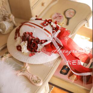 六芒星lolita圣诞g昭和doll汉洋折衷优雅cla扁帽礼帽洛丽塔头饰