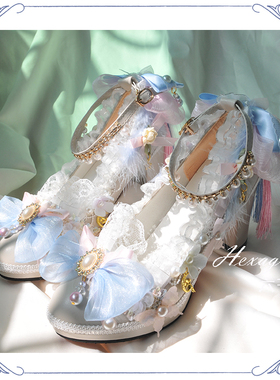 六芒星lolita原创手作鞋天国少女樱茶sax古典玩偶中华风花嫁lo鞋