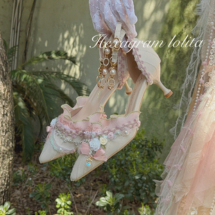 四时花lo鞋雾里诗之春田园风cla系悦奈森系草坪婚鞋洛丽塔高跟鞋