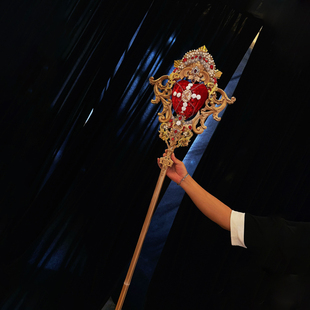 爱丽丝童话红皇后加冕权杖六芒星lolita原创手作走秀摄影夸张道具