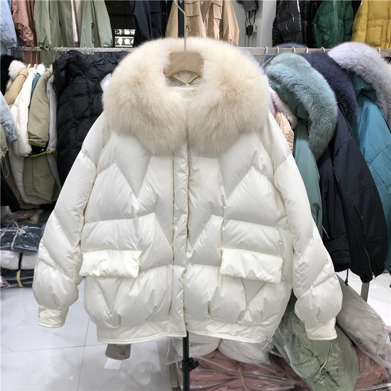 2020冬新款小个子短款羽绒服女狐狸毛领面包服泡泡袖韩版加厚外套