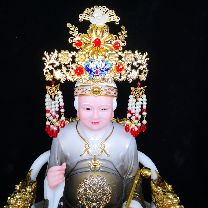 古风娃娃头饰圣母娘娘神阴帽黑妈妈观音娘娘黑老太凤冠金色古仙饰