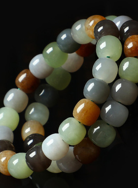 新疆多宝和田玉单圈老型珠桶珠DIY男女款简约清新情侣手链饰品