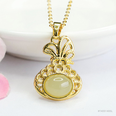 天然和田玉晴水吊坠钱袋玉石项链纯天然和田玉女款项链饰品配饰