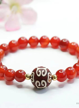 红玛瑙手串回文珠玉髓手链饰品天然玛瑙玉石珠宝天然红玛瑙