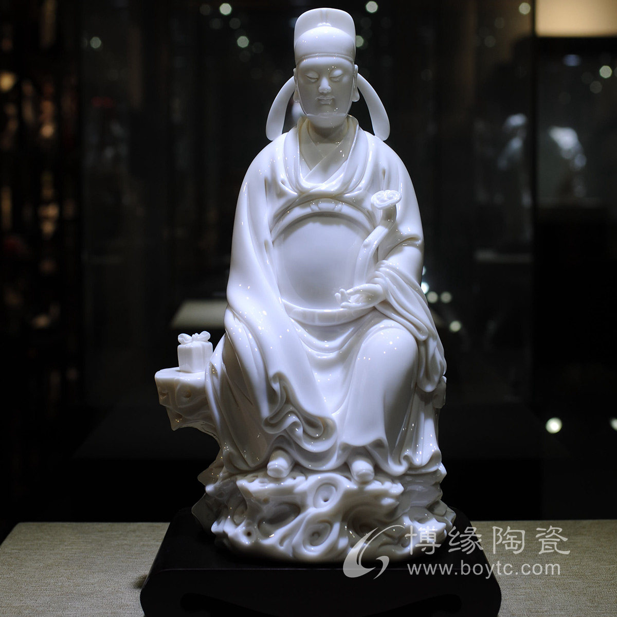 文昌帝君书房办公室德化陶瓷摆件邱玉珍大师名家收藏领导上司礼品