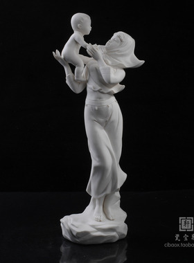 母爱德化陶瓷白瓷母亲礼物妇夫抱小孩家居客厅装饰工艺品摆设礼品