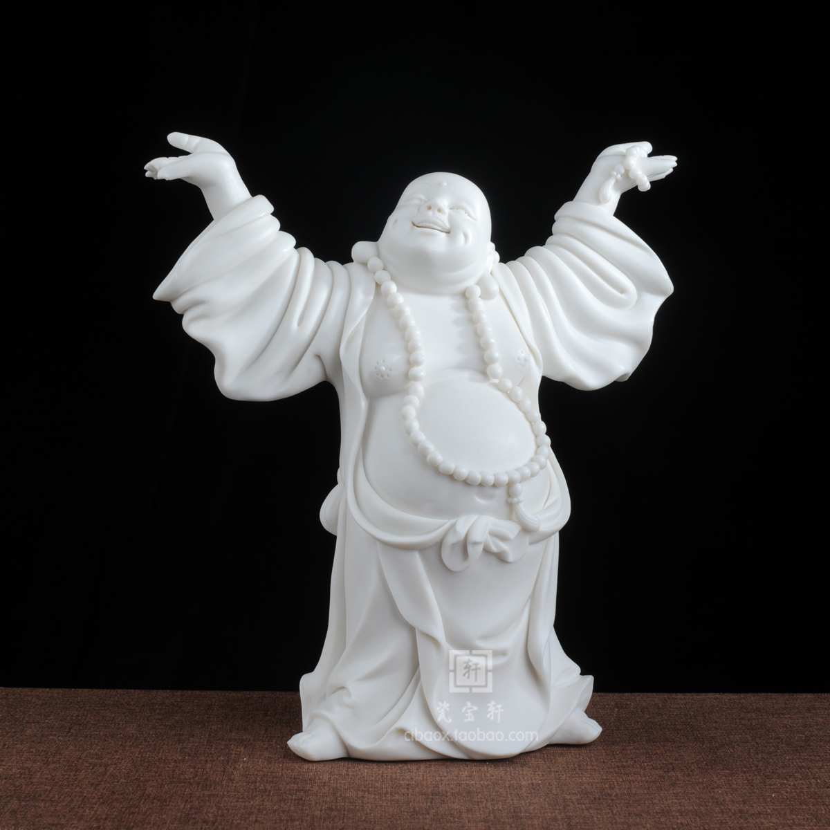 顶天立地白瓷佛笑佛摆件陶瓷招财佛像供奉瓷器礼品家居客厅摆设