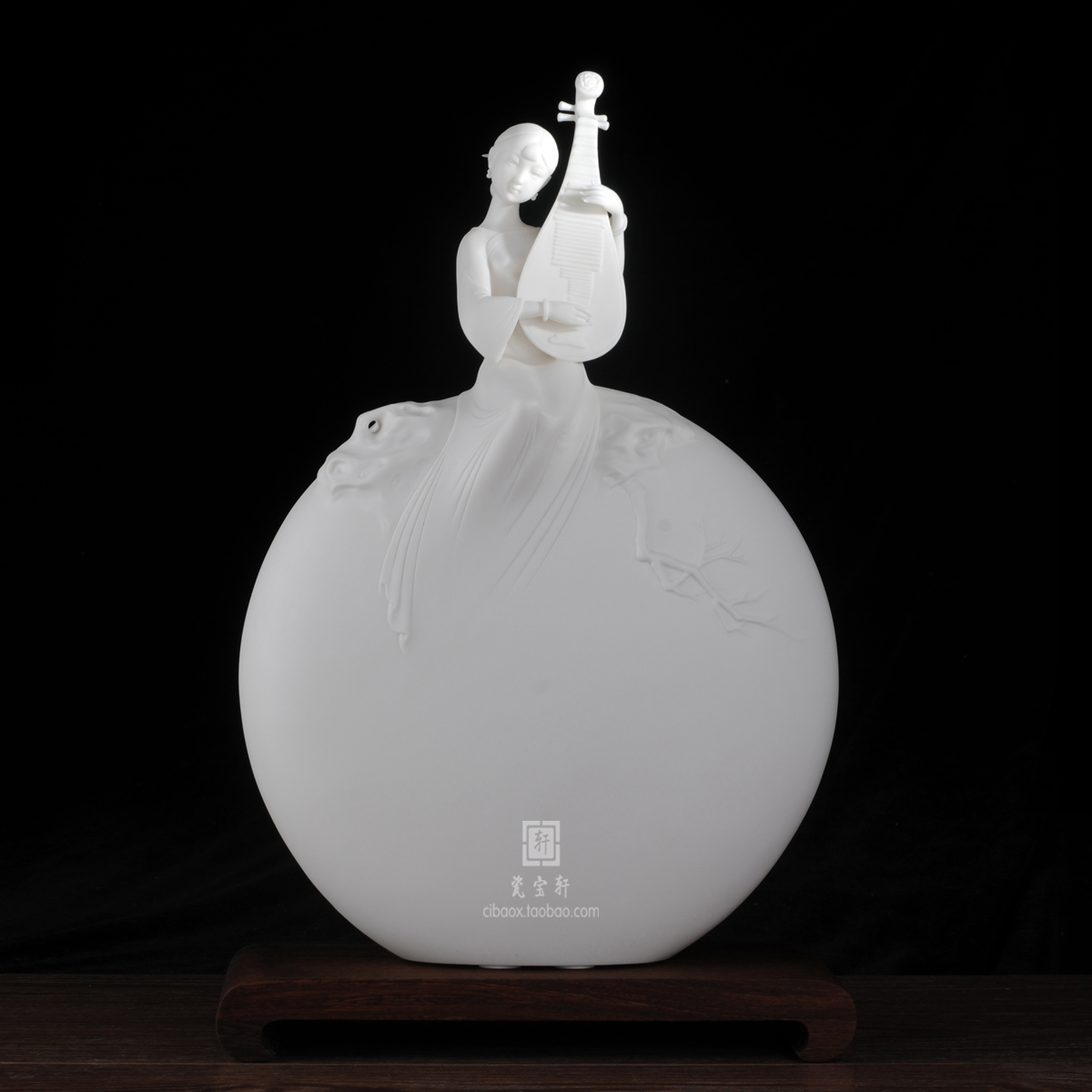 陶瓷人物摆件 琵琶语 德化白瓷仕女美女雕塑家居办公工艺礼品摆件