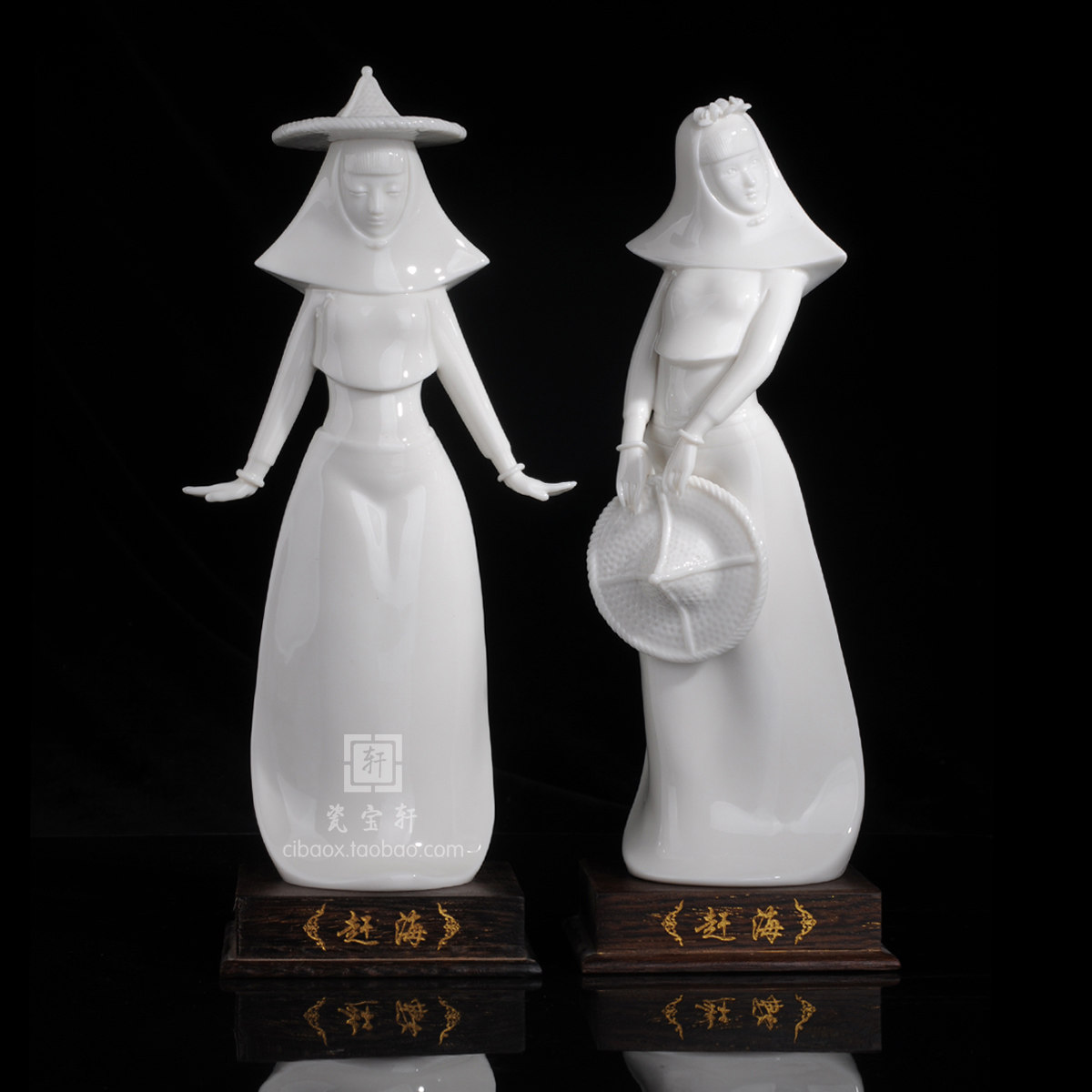 惠安女赶海渔女陶瓷人物办公家居客厅卧室橱柜装饰品工艺礼品摆件