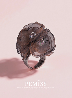 原创复古蕾丝欧根纱花朵戒指