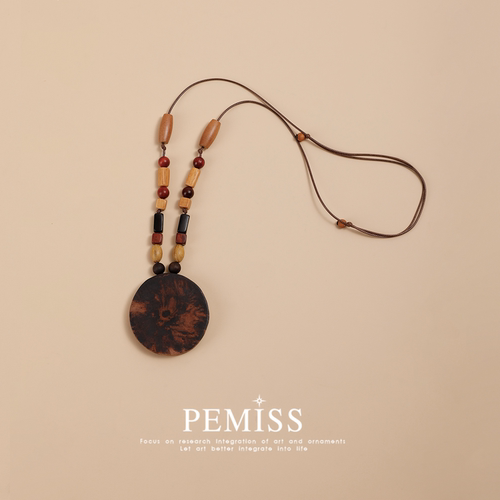 降真香木无事牌木质毛衣链项链