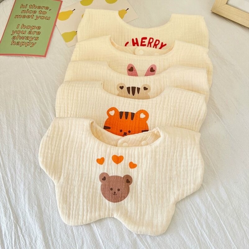 婴儿围嘴六层纱布口水巾纯棉防吐奶春夏宝宝新生儿围兜A类北欧ins