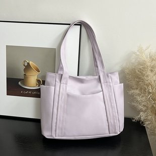 纯色简约拉链单肩包2025新款气质通勤托特包ins休闲妈咪包大包女