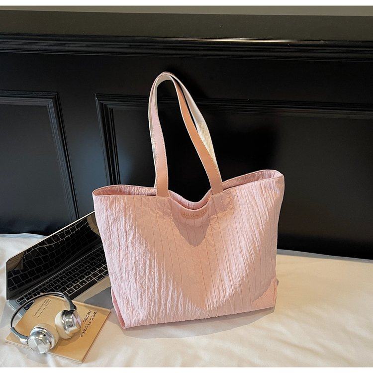 质感百搭森系托特包2026新款慵懒风纯色拉链单肩包大包包女妈咪包